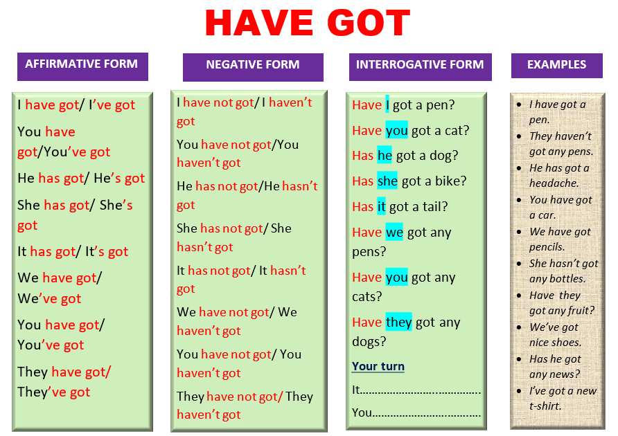 English Grammar In Context: HAVE GOT (Simple Present) With Captivating ...